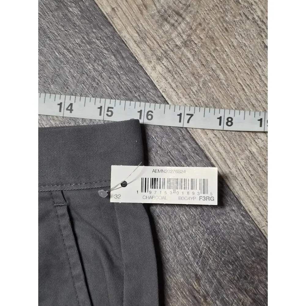 Amazon Essentials Mens Shorts Size 32 Charcoal Chino Flat Front Stretch NWT - Picture 2 of 6